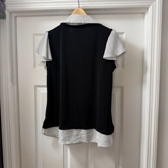 Adrianna Papell Womens Solid Knit Twofer with Printed Woven Combo Pull on size M - Picture 2 of 10